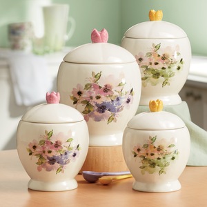 Watercolor Floral Canister Set, , large