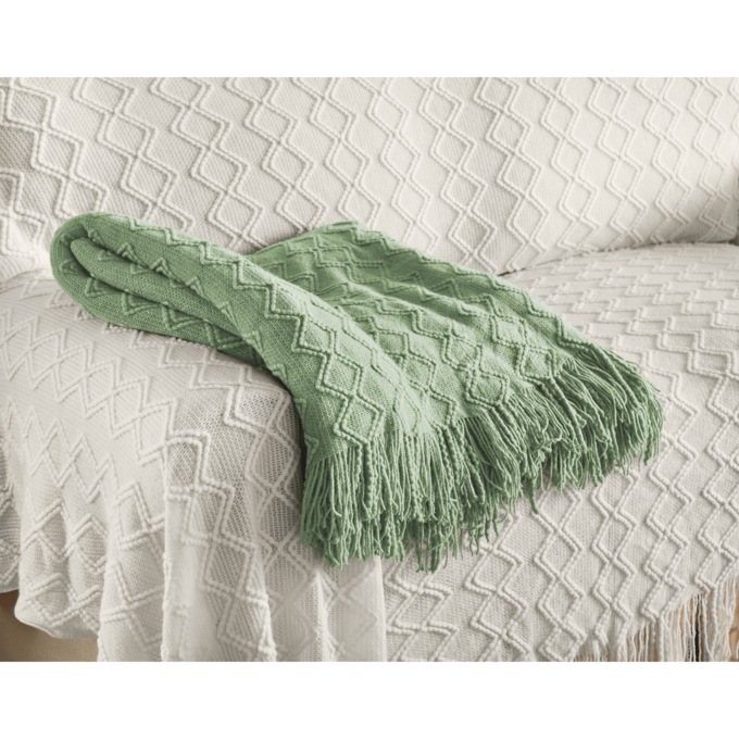 Farmhouse-Style Furniture Throw, Sage Green, large