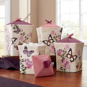 4-Piece Romance Butterfly Canister Set, , large