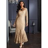 Sylvie Sequin Lace Gown with Long Sleeves, , large