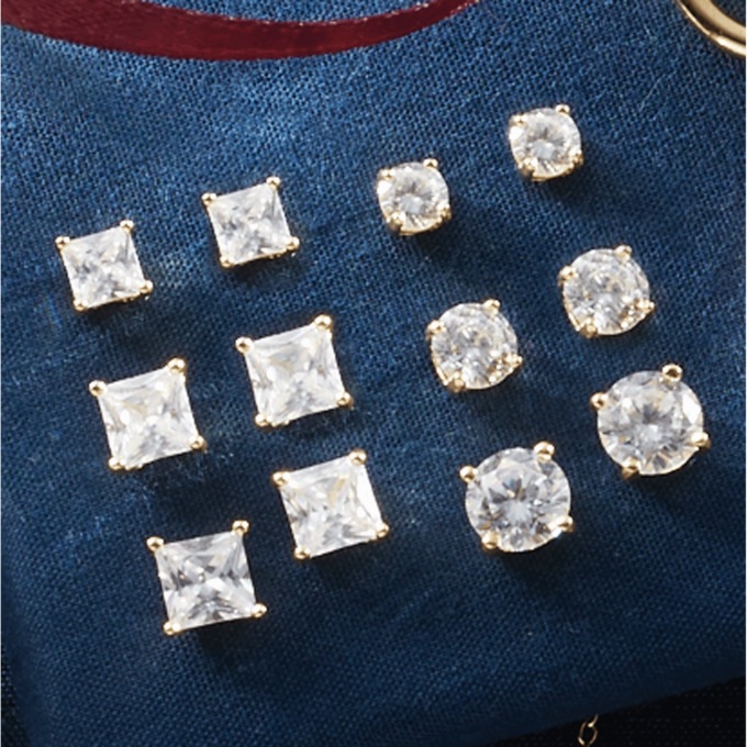 Cubic Zirconia 6-Pair Earring Set, , large