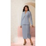 Briella Grommet Trim Skirt Suit, Gray, large