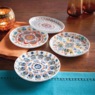 Set of 4 Mikasa Painted Medallion Appetizer Plates, , large