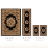 4-Piece Plush Floral Kirman Rug Set with Runner and Mats, Black, large
