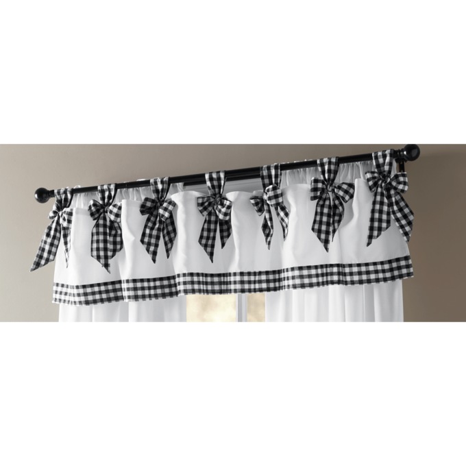 Gingham Trim Valance with Bows, , large