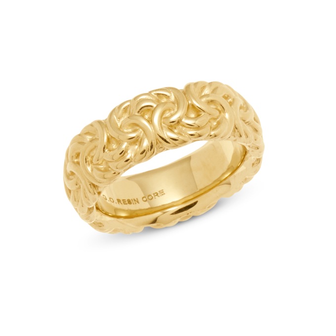 14K Gold Nano Diamond Resin Byzantine Band, , large