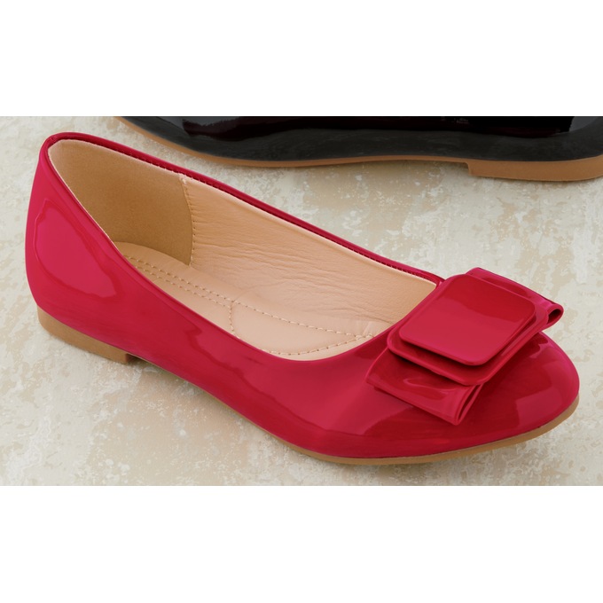 Classique Patent Bow Flat, Red Patent, large