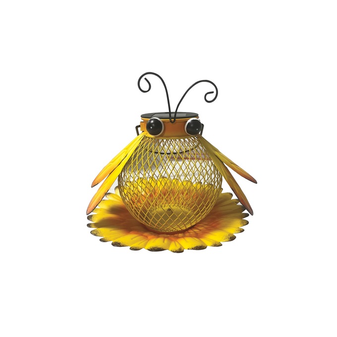 Solar Light Bird Feeder, Yellow, large