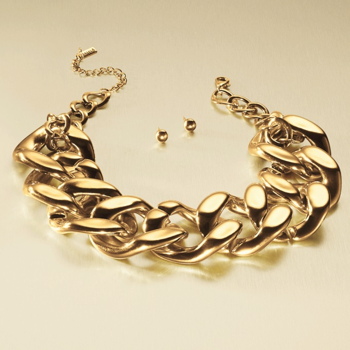 Large Link Necklace and Earring Set, , large