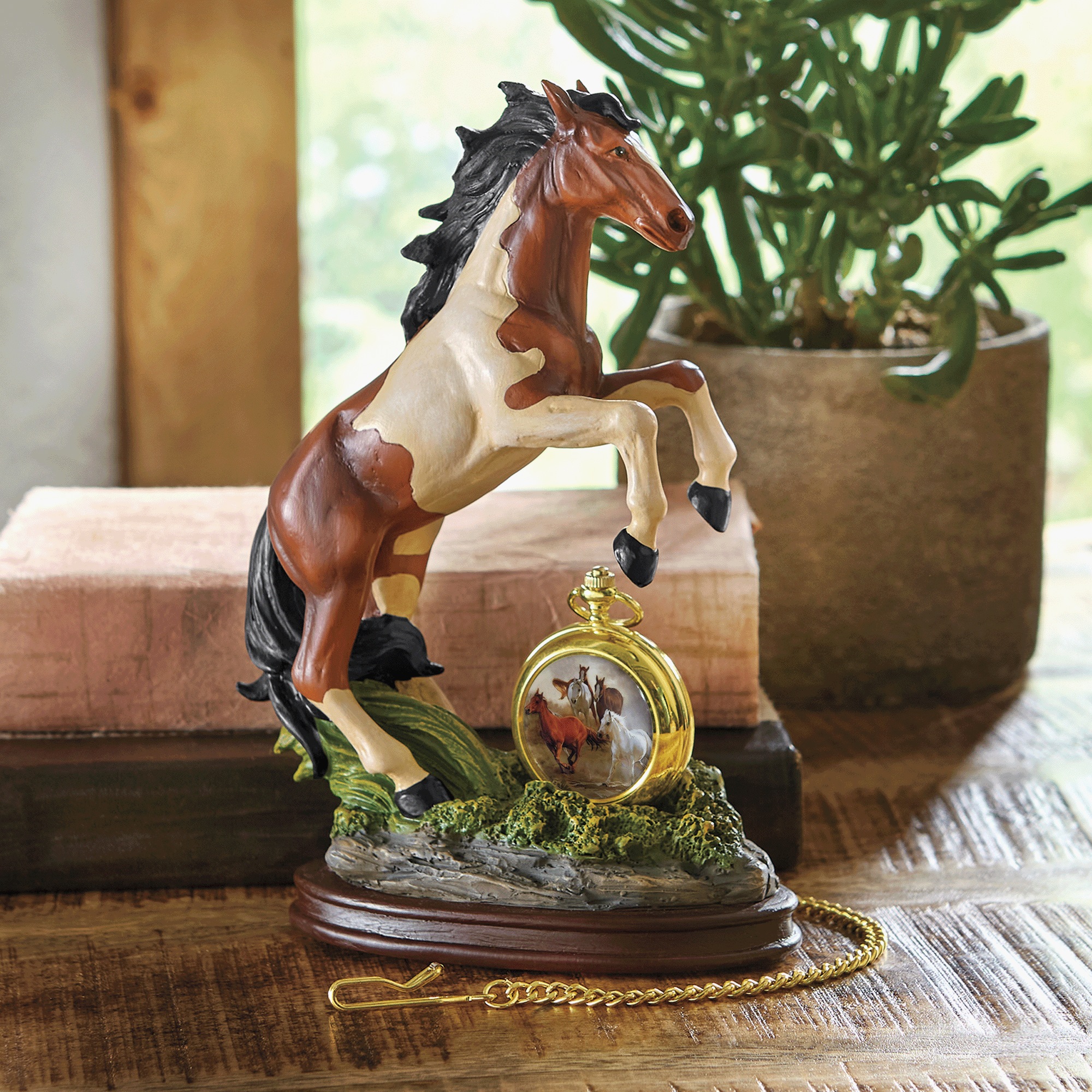 Horse with Pocket Watch Figurine, , large