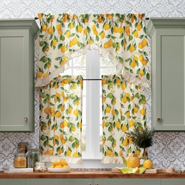 3-Piece Lemon Kitchen Window Set, , large
