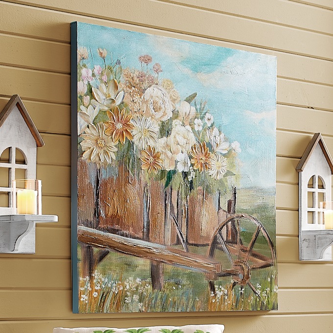 Floral Wheelbarrow Canvas, , large