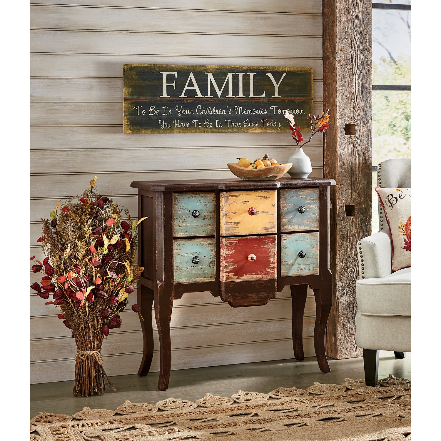 Distressed Multi-Colored Cabinet | Seventh Avenue