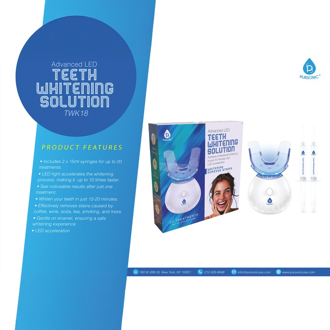 Pursonic Advanced Led Teeth Whitening Kit, , large