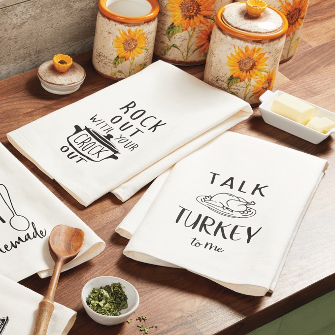 Set of 2 Funny Fall Dish Towels, , large