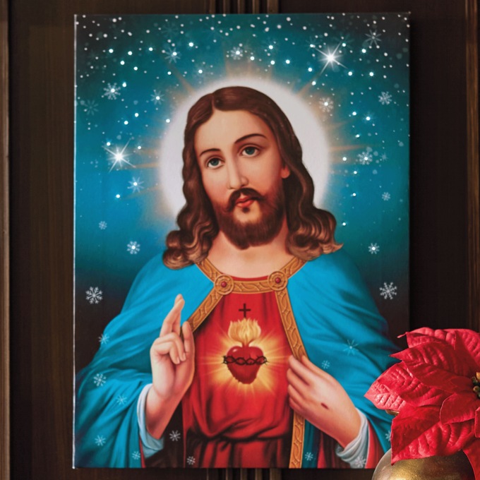 Lit Blessed Jesus Wall Art, , large