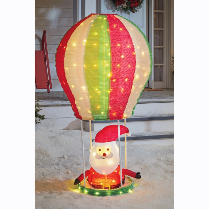 Lit 3-D Collapsible Santa in Hot Air Balloon Lawn D&eacute;cor, , large