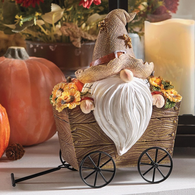 Solar Harvest Gnome in Wagon, , large