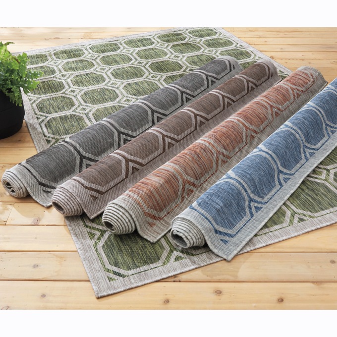 Mosaic Indoor/Outdoor Rug, Blue, large