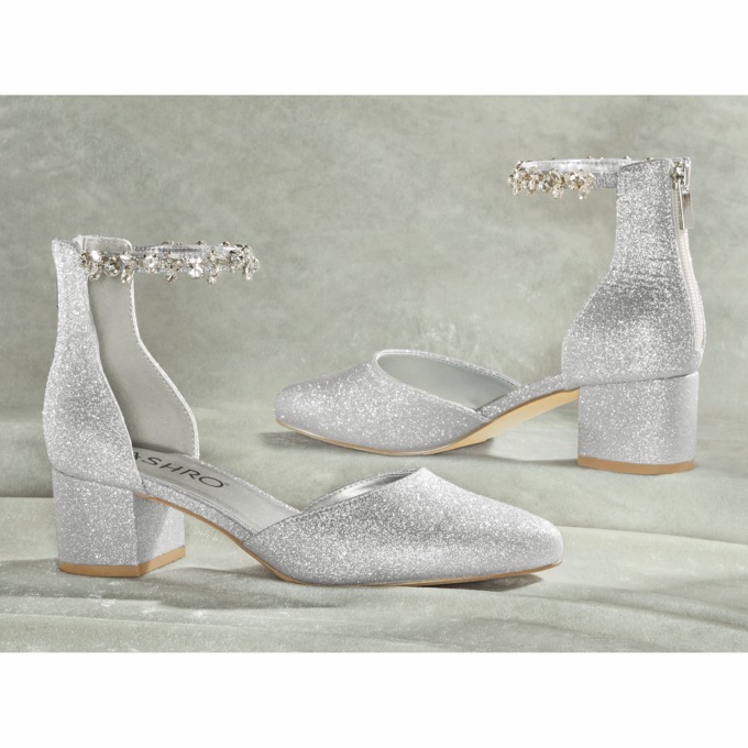 Jeweled Ankle Strap for Women with 2.5" Block Heel and Memory Foam, , large