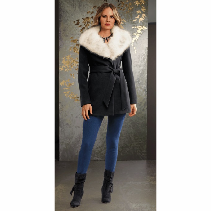 Zara Wrap Peacoat, Black, large