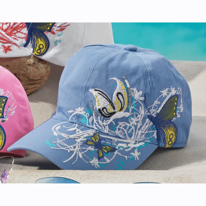 Butterfly Embellished Baseball Cap, , large