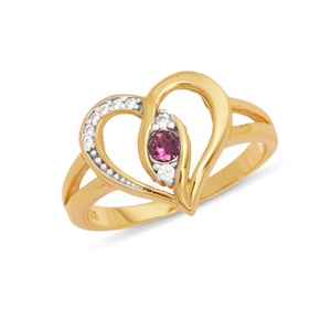 Heart/Halo Birthstone Ring, , large