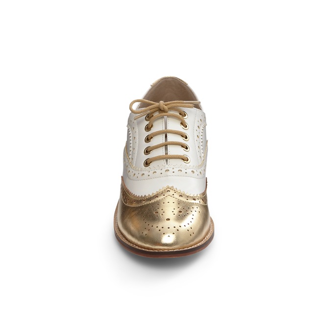 Monroe and Main Wingtip Spectator Shoe, Gold White, large