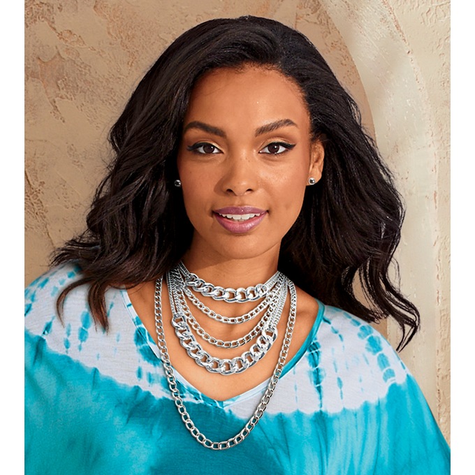 Layered Necklace and Earring Set, , large