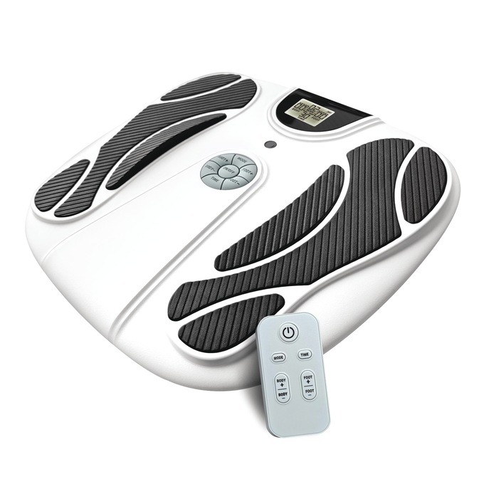 Circulation Plus Reviver EMS Foot & Calf Device with TENS Pain-Relief Pads, White, large