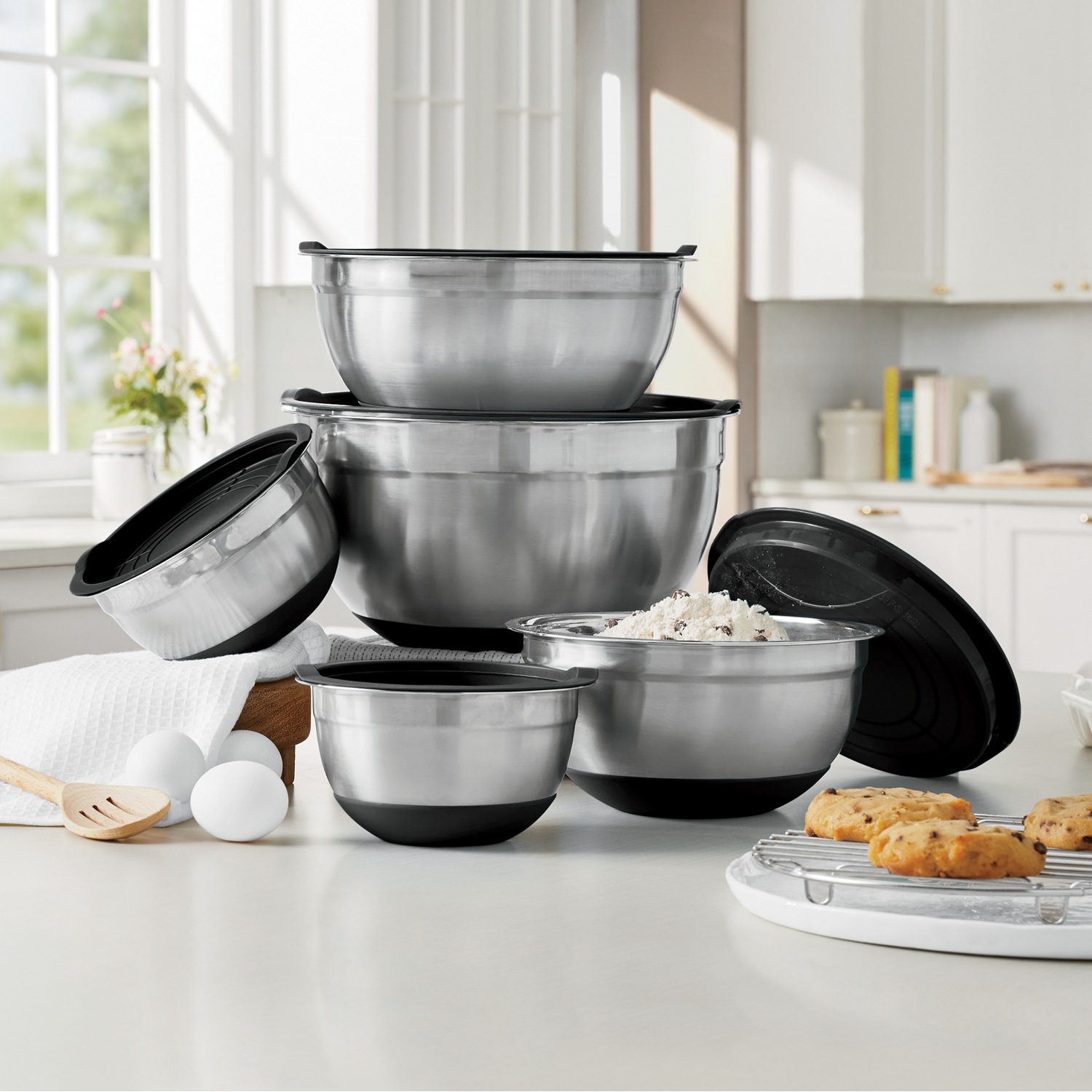 10-Piece Steel Bowl Set with Silicone Base | Seventh Avenue