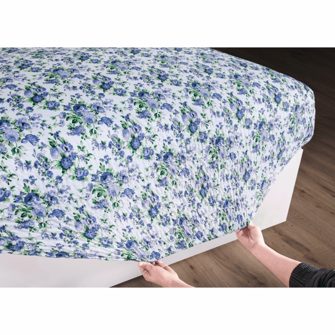 Floral Bed Tite Sheets, Blue, large