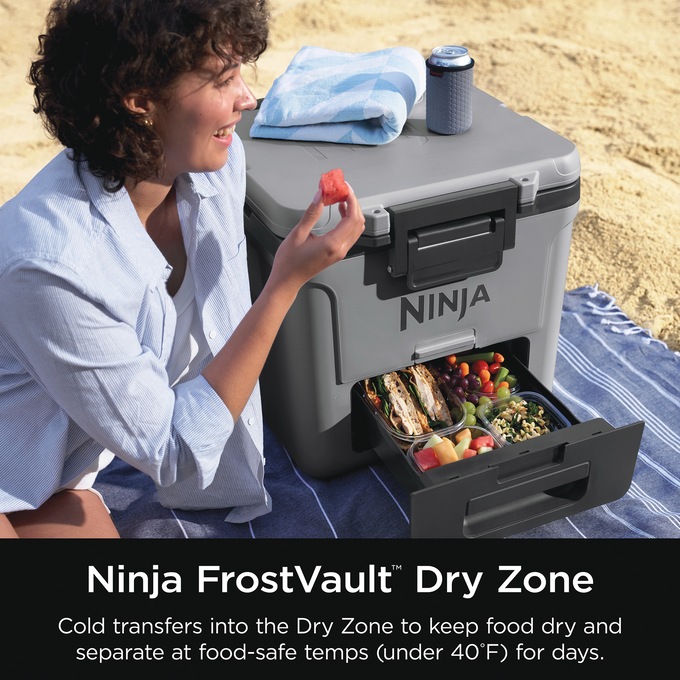 Ninja FrostVault 30-Quart Wheeled Cooler with Dry Zone, Gray, large