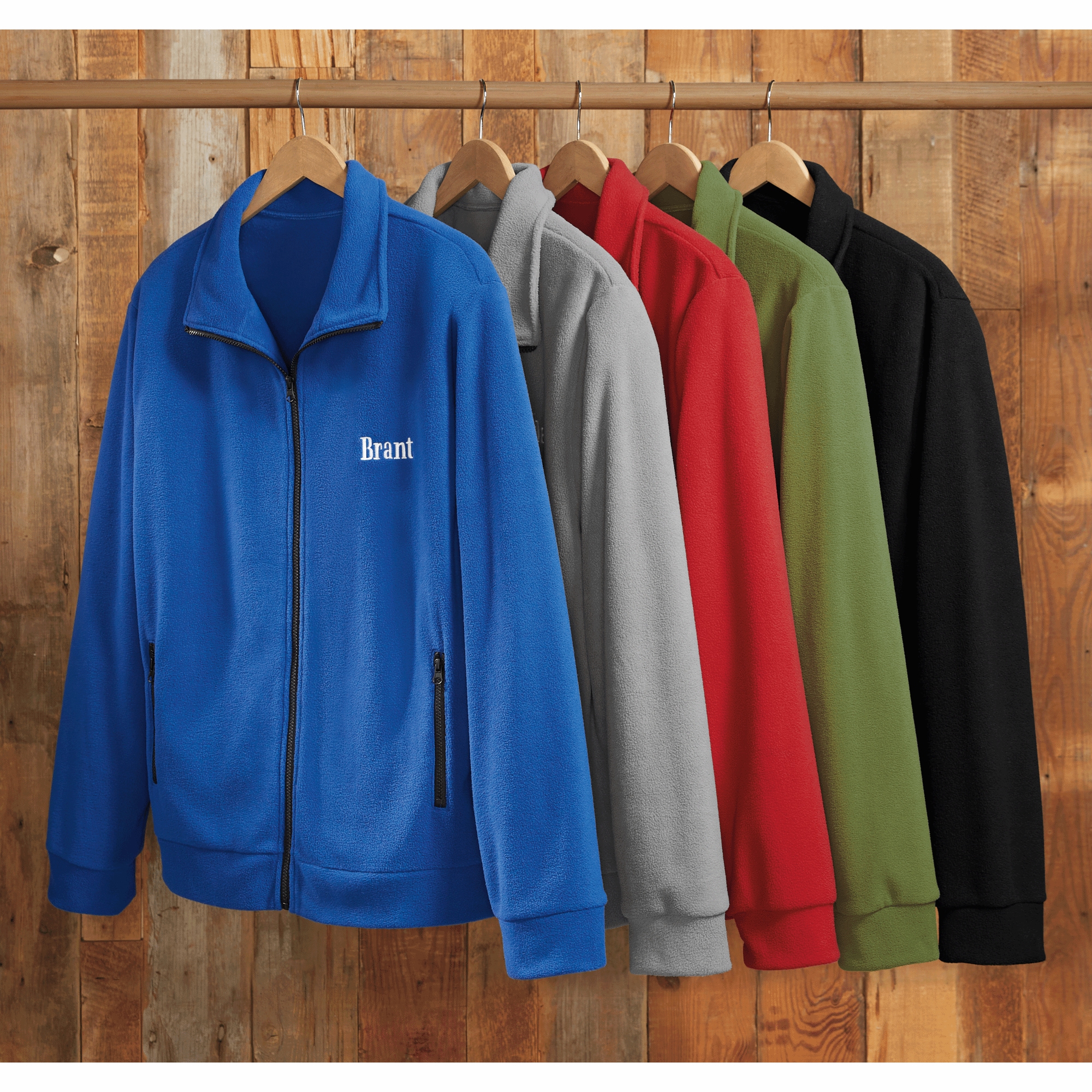 Personalized Men's Fleece Jacket with Front Zipper and Embroidered