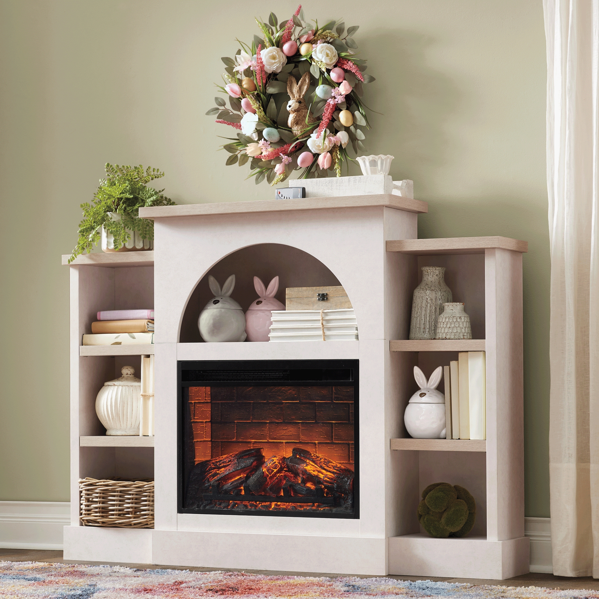 Cozette Fireplace Mantel with Built-In Bookshelves | Seventh Avenue