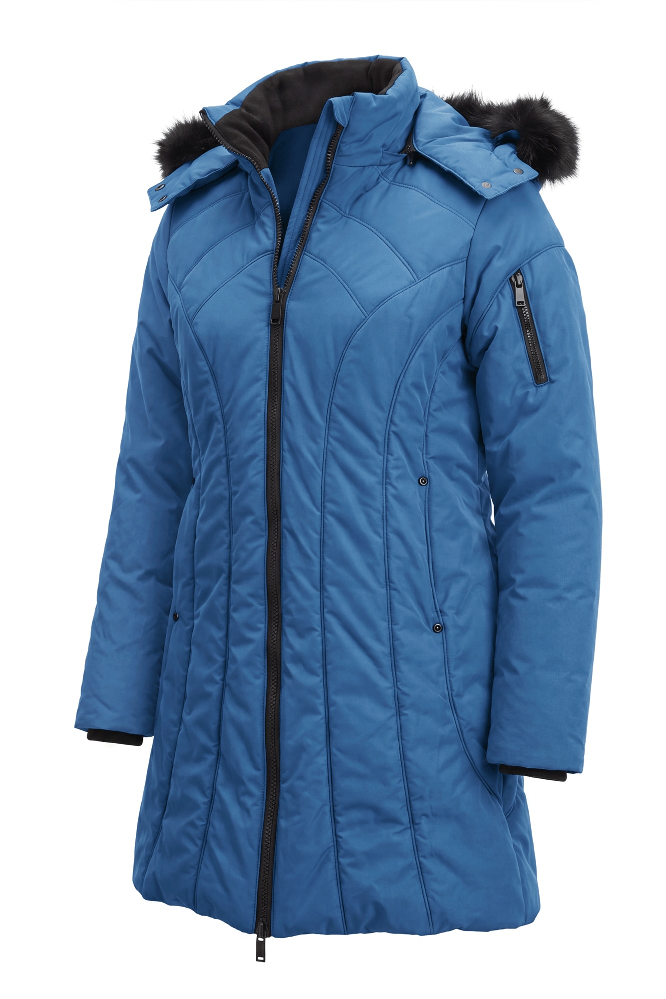 Snowfall Parka Puffer Coat with Detachable Hood and Faux-Fur Trim