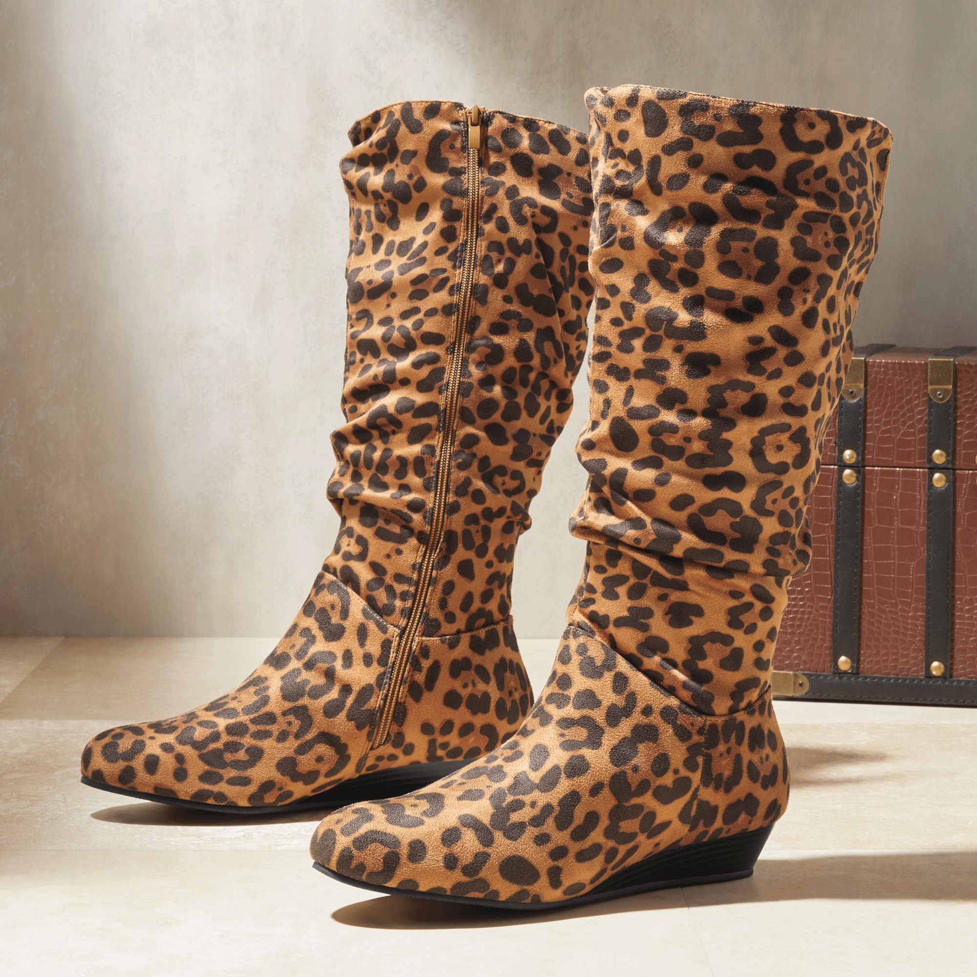 Amanda D'laurie Leopard-Print Scrunch Boot | Seventh Avenue
