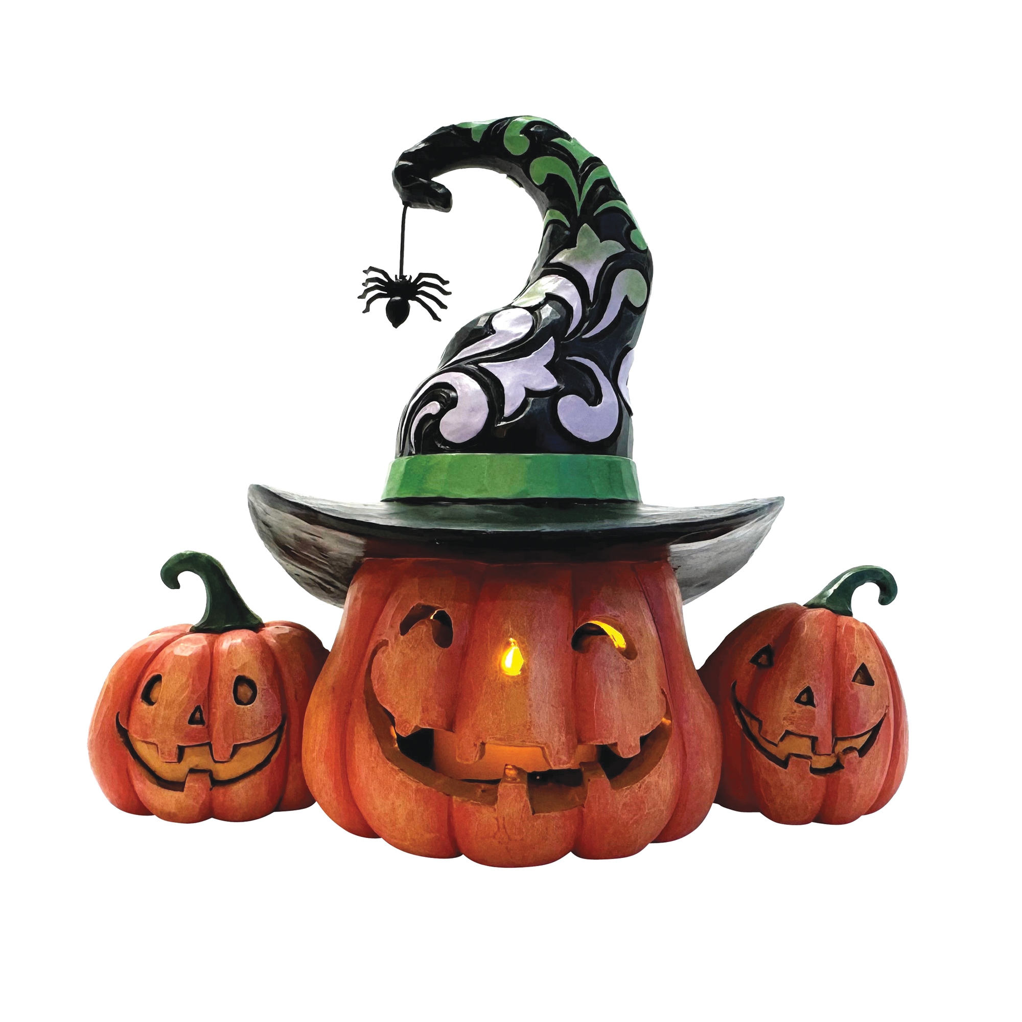 Jim Shore LED Lit Three Jack-O'-Lantern Hand-Painted Figurine
