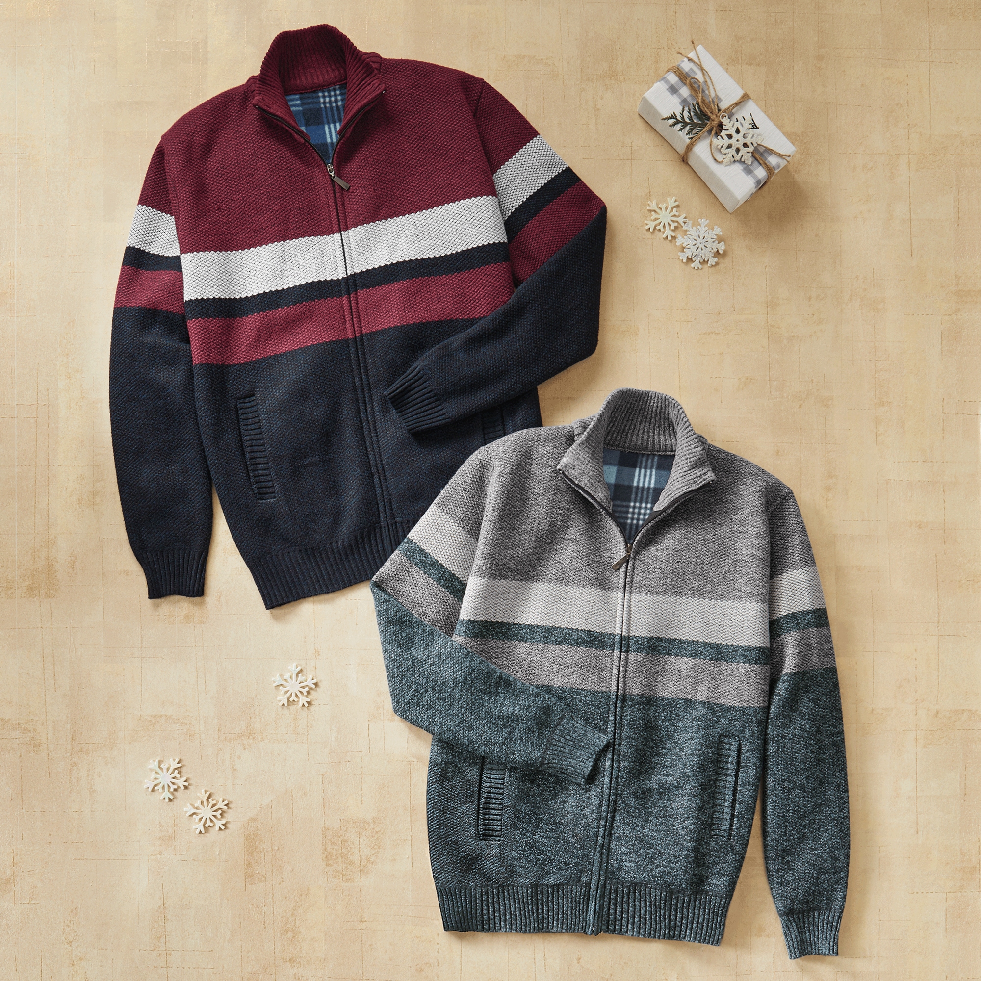 Full-Zip Men's Fleece-Lined Colorblock Sweater | Seventh Avenue
