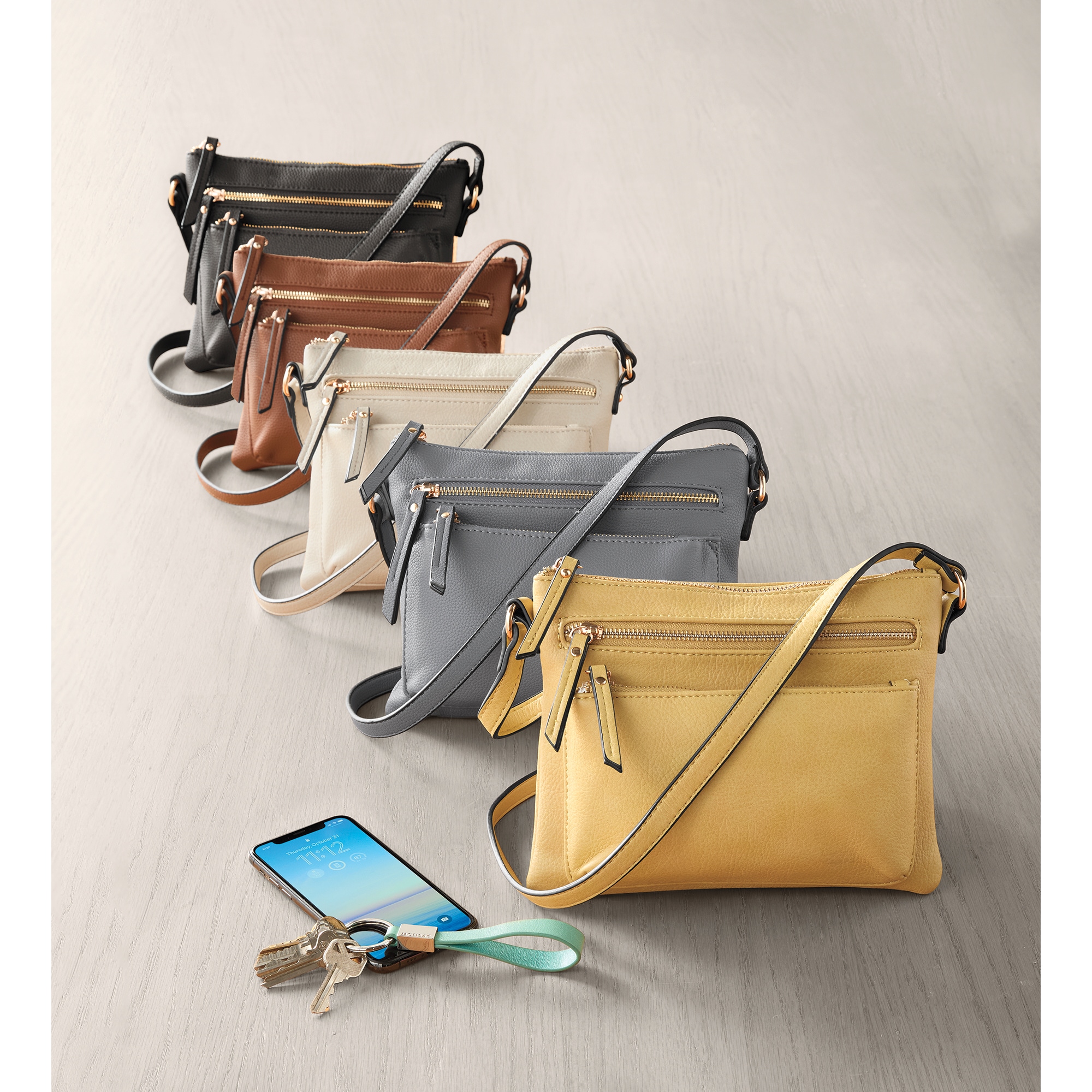 M.C. Handbags Double Zip Crossbody | Seventh Avenue