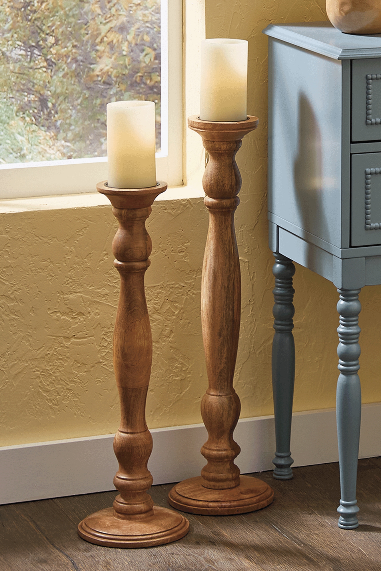 Set of 2 Farmhouse Floor Candleholders | Seventh Avenue